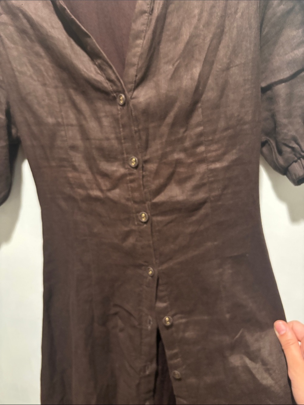 DISSH Elain chocolate brown linen open back midi dress - Picture 5 of 8